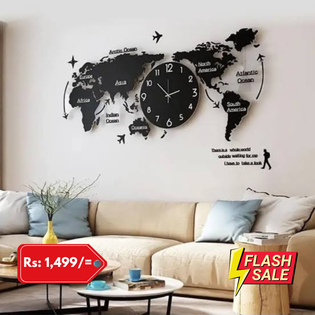 World Map Wall Clock